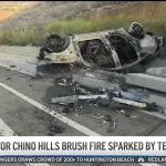 Insane EV crash sparked SoCal wildfire threatening hundreds of homes